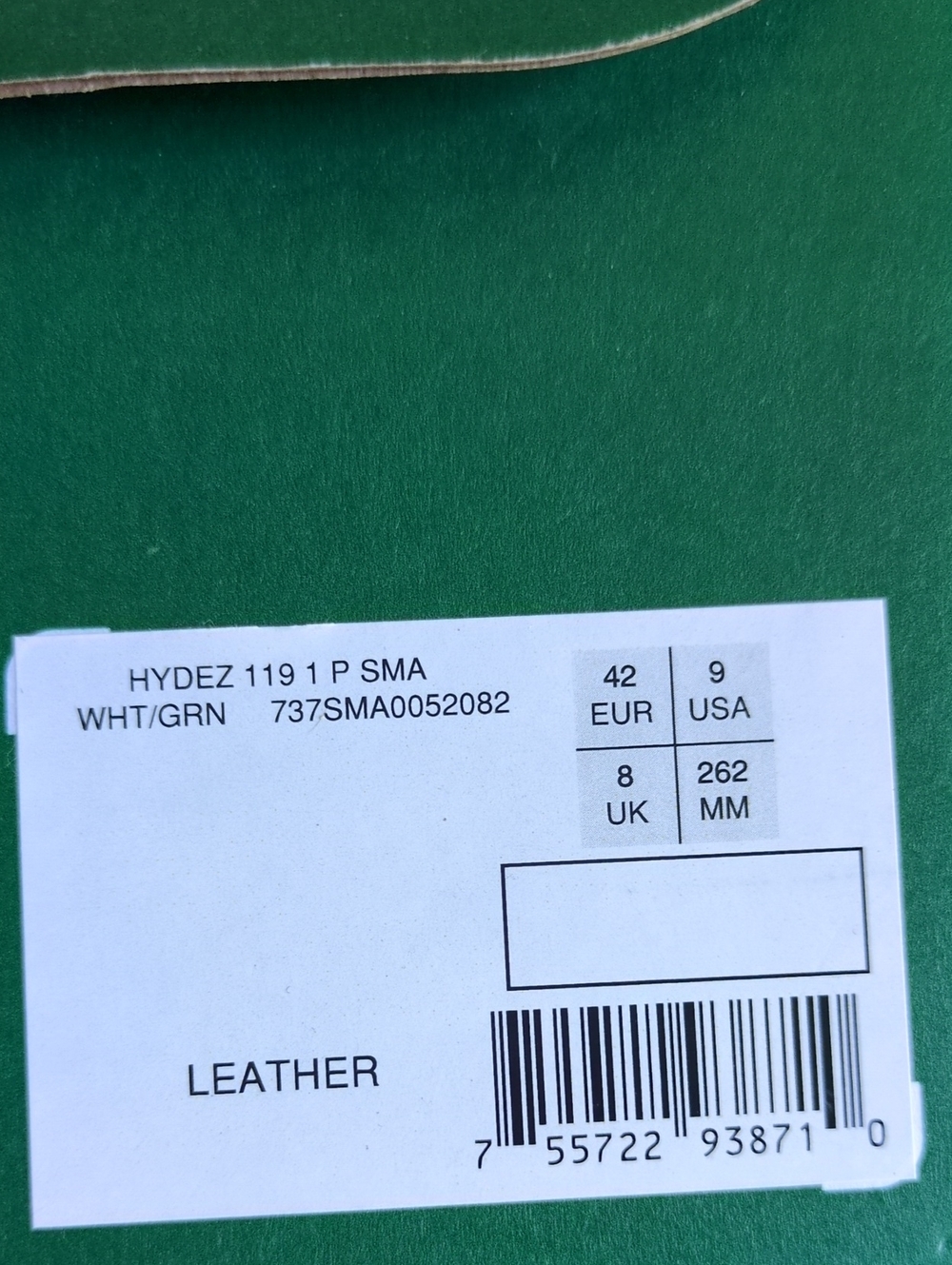 Lacoste Men’s Hydez White & Green Leather Sneaker Sz 9 - Picture 4 of 5